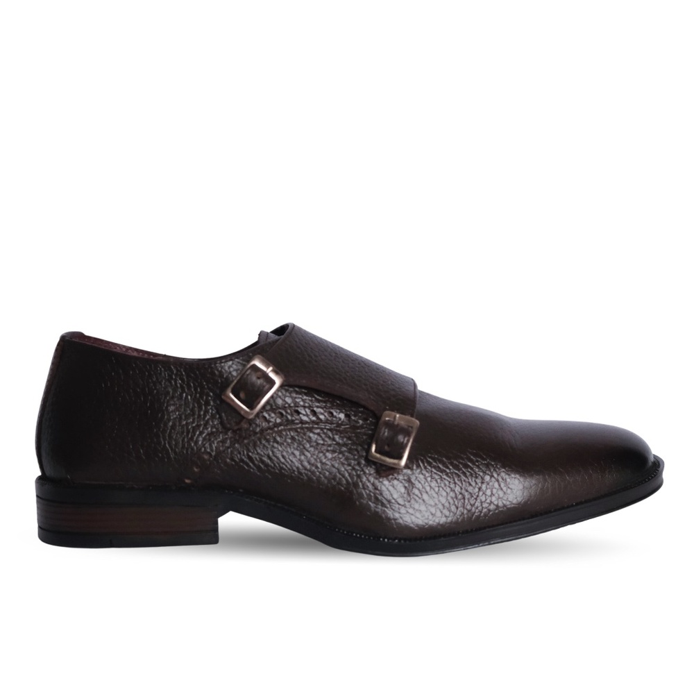 LEATHER OXFORD MONK STRAP SHOES